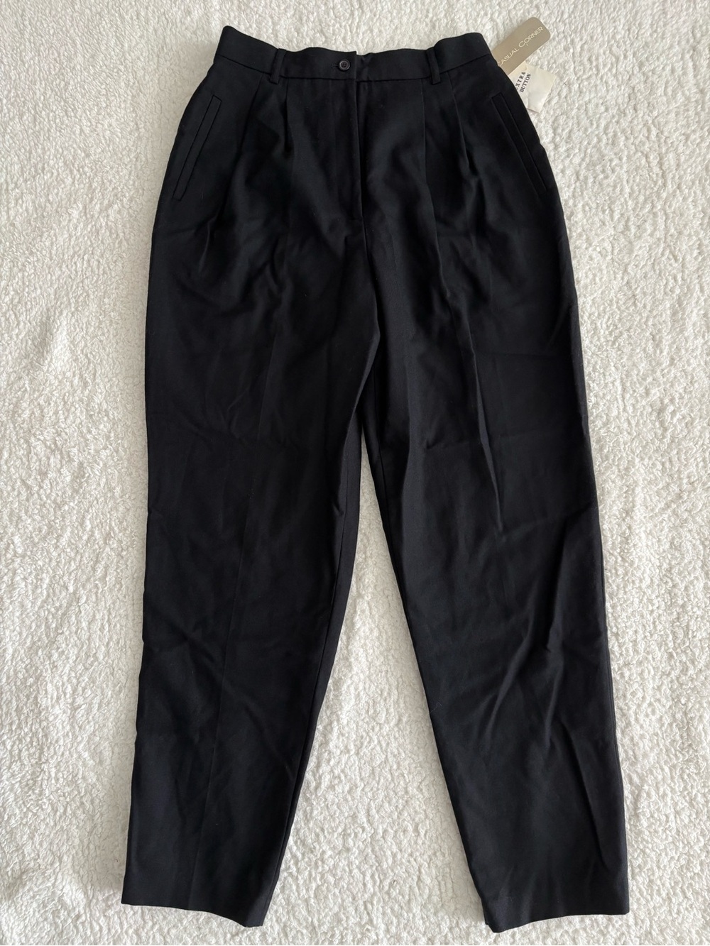 Vintage Casual Corner 100% Wool Black Tailored Dress Pants Trousers Size 10 NWT